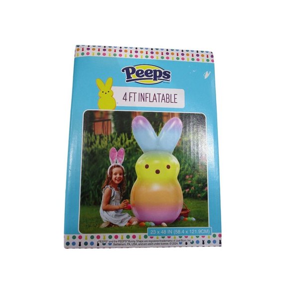 Rainbow Easter Bunny Inflatable Peep New 4ft Tall Multi Color Pastel Ombre - Picture 4 of 16